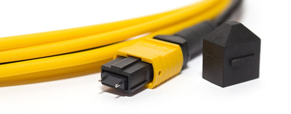 close-up of a yellow cable plug